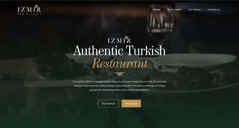 Izmir Bar & Grill website homepage designed by CAPVANE