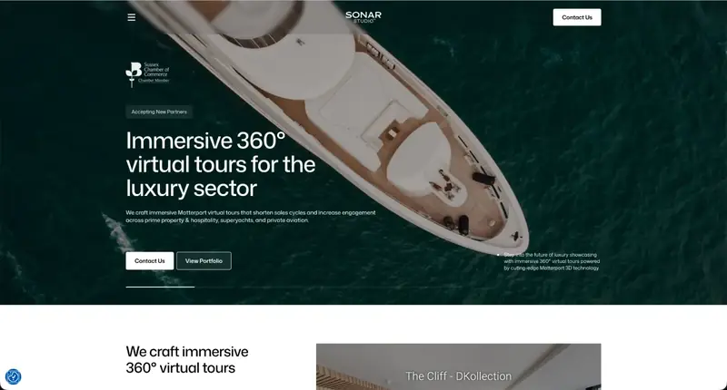 Sonar Studio website homepage designed by CAPVANE